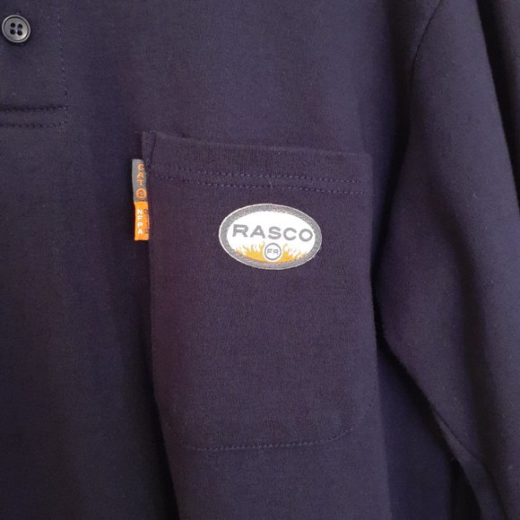 Rasco FR Men's Navy Long Sleeve Henley T-Shirt in Navy Blue Cat 2 Size L - Picture 6 of 13